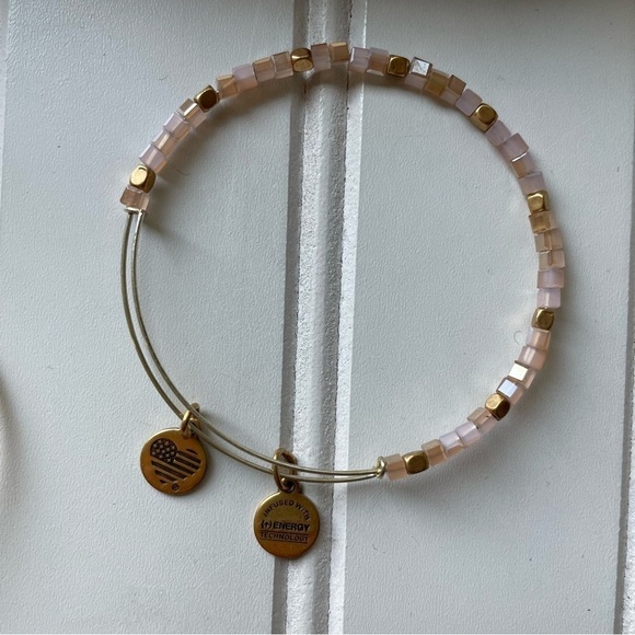 Alex and Ani Bracelet Bangles Set of 2 Graduate 2020 Pink Beads Energy Gold - Picture 7 of 10